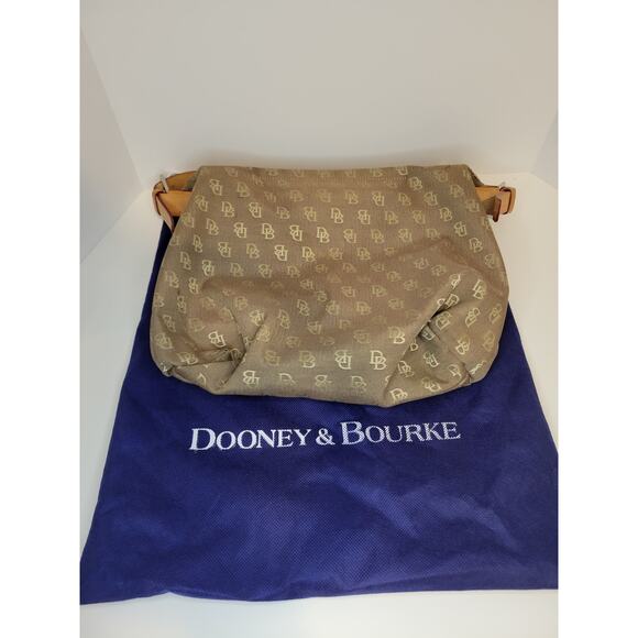 Authentic Dooney & Bourke Brown Canvas Leather Handbag with Dust Bag - Picture 3 of 10